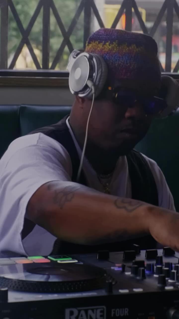 Headphones at the decks, cut vertically
